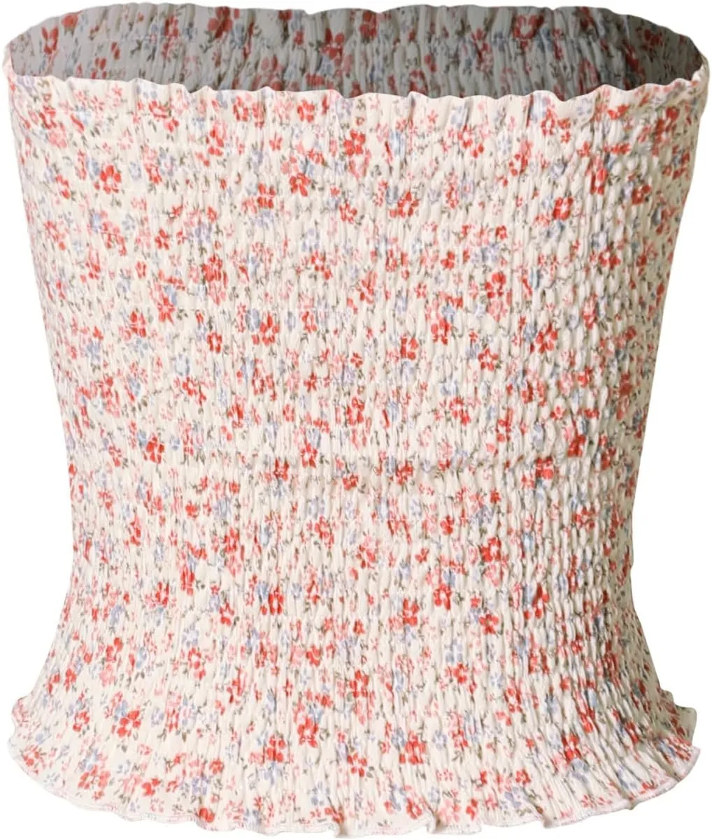 MixMatchy Women's Strapless Tube Tops Stretchy Sleeveless Sexy Summer Bandeau Crop Tank