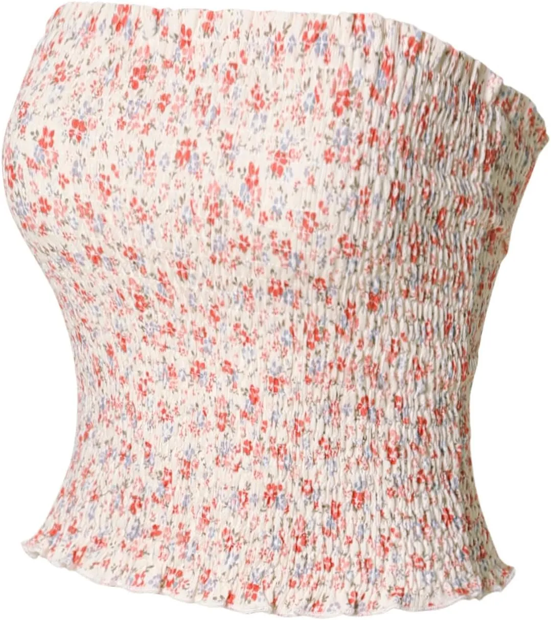 MixMatchy Women's Strapless Tube Tops Stretchy Sleeveless Sexy Summer Bandeau Crop Tank