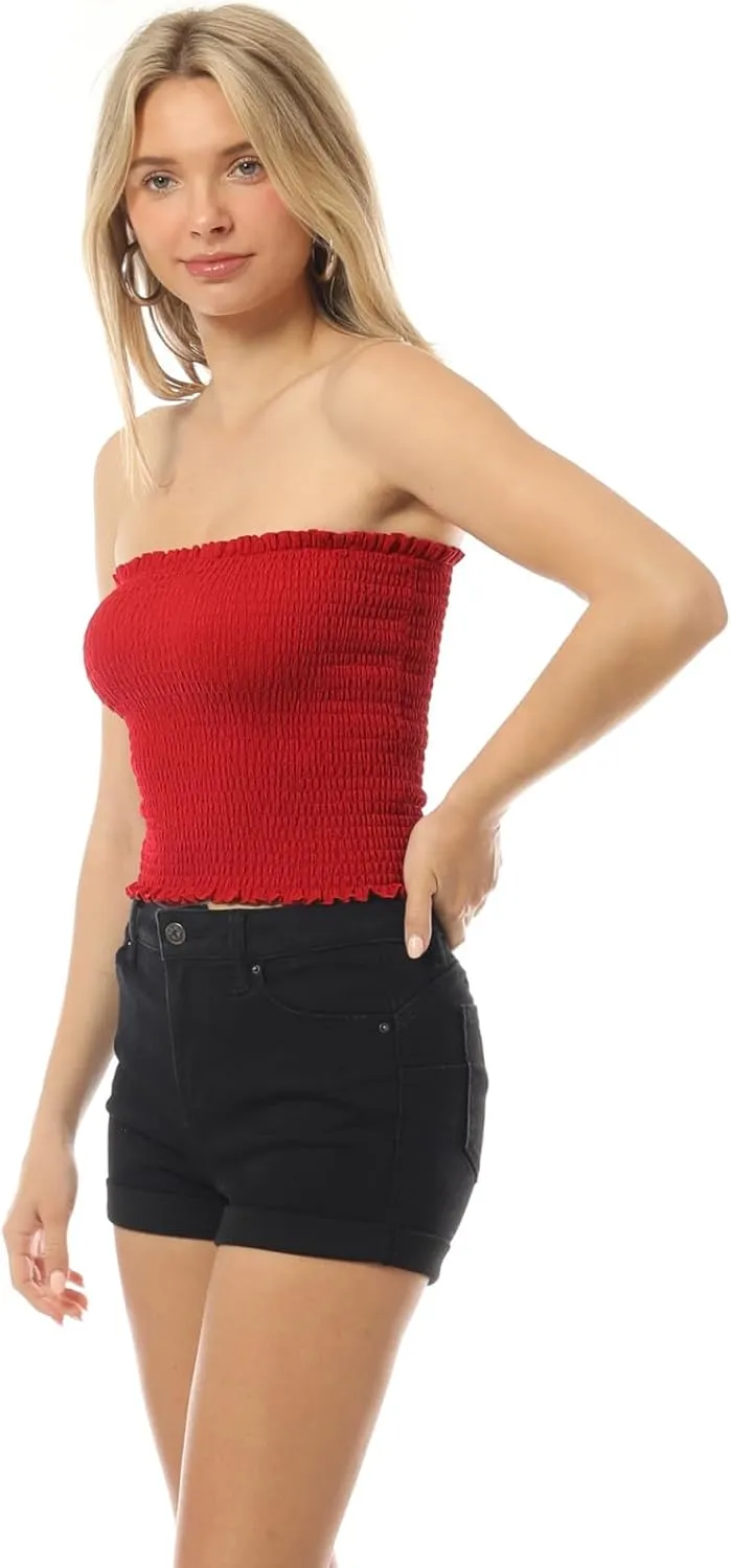 MixMatchy Women's Strapless Tube Tops Stretchy Sleeveless Sexy Summer Bandeau Crop Tank
