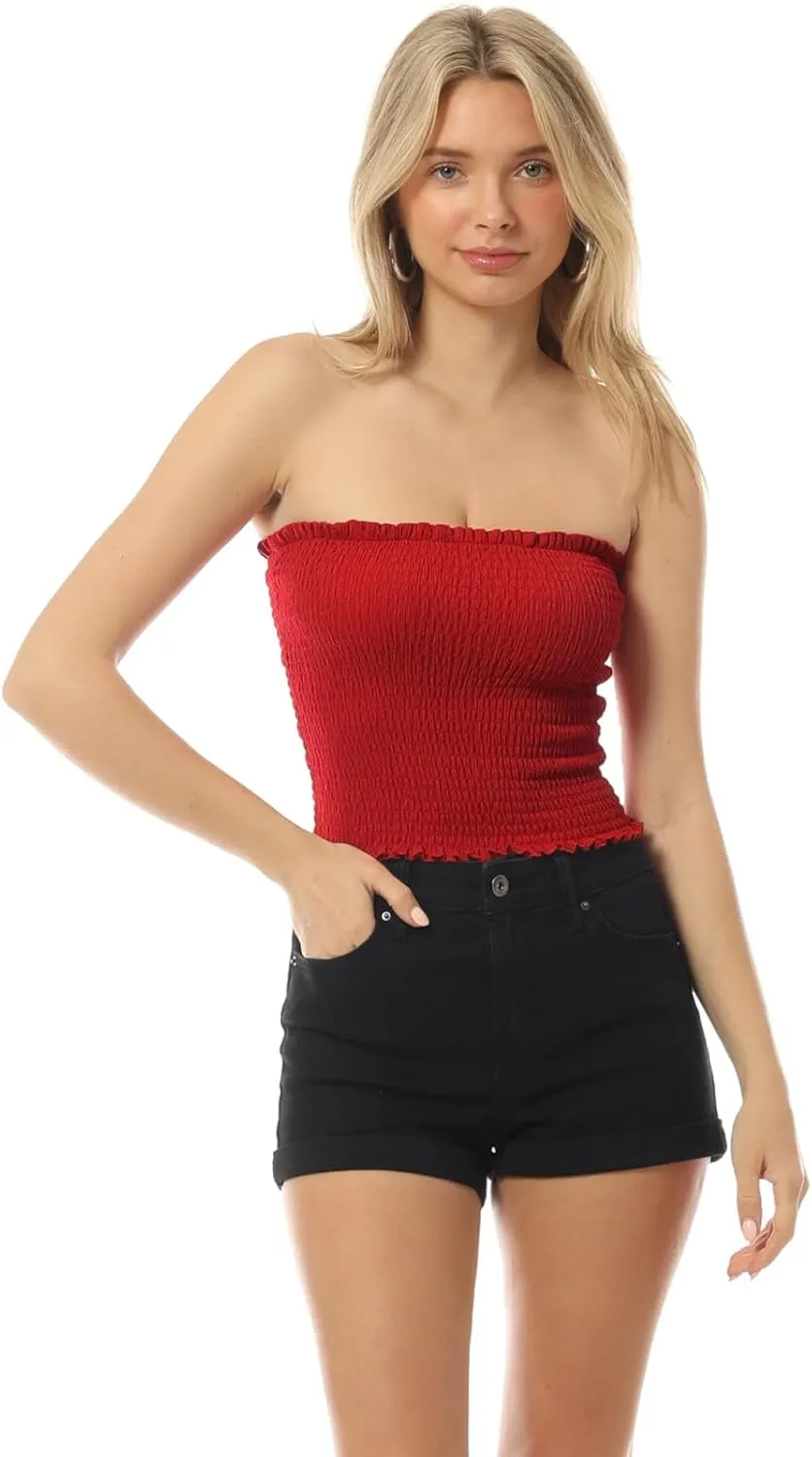 MixMatchy Women's Strapless Tube Tops Stretchy Sleeveless Sexy Summer Bandeau Crop Tank
