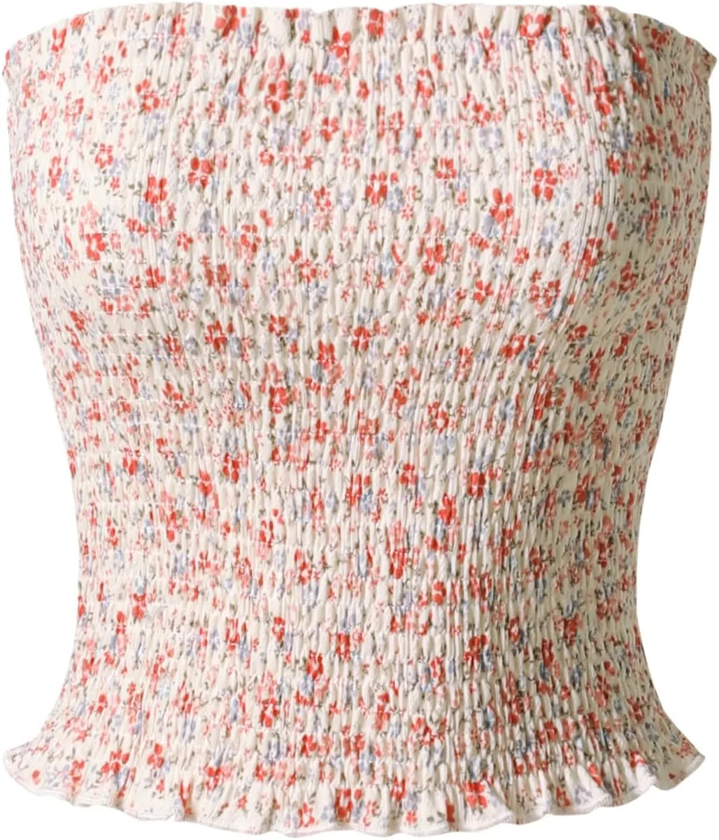 MixMatchy Women's Strapless Tube Tops Stretchy Sleeveless Sexy Summer Bandeau Crop Tank