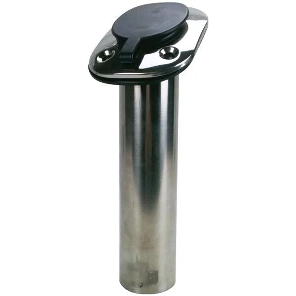 Oval Head Angled Flush Mount Stainless Steel Rod Holder w/ Sealing Cap