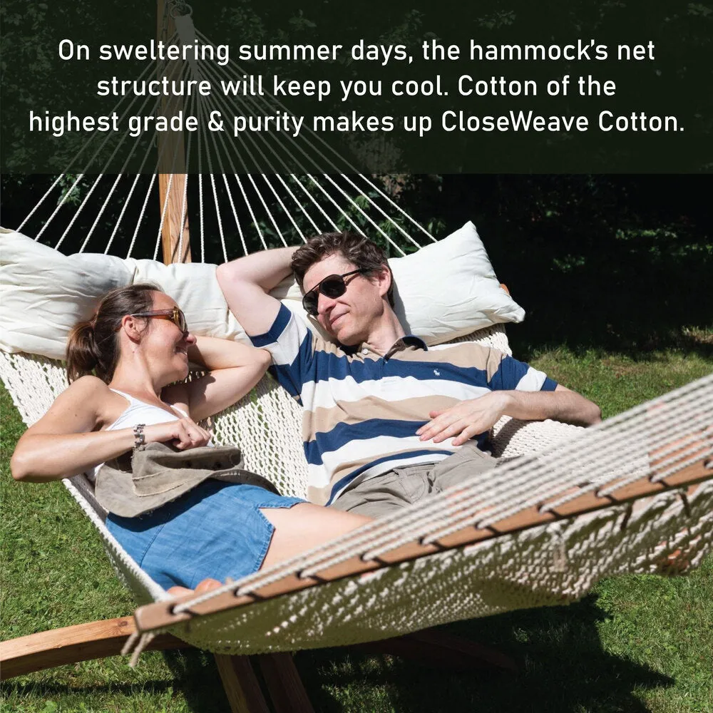 Slack Jack Closeweave Rope Hammock for 1 Person | Jhula for Adults & Kids with Hardwood Spreader Bars | Swing for Home Decor, Balcony, Patio, Garden | Includes Free Hanging Accessory (Natural)