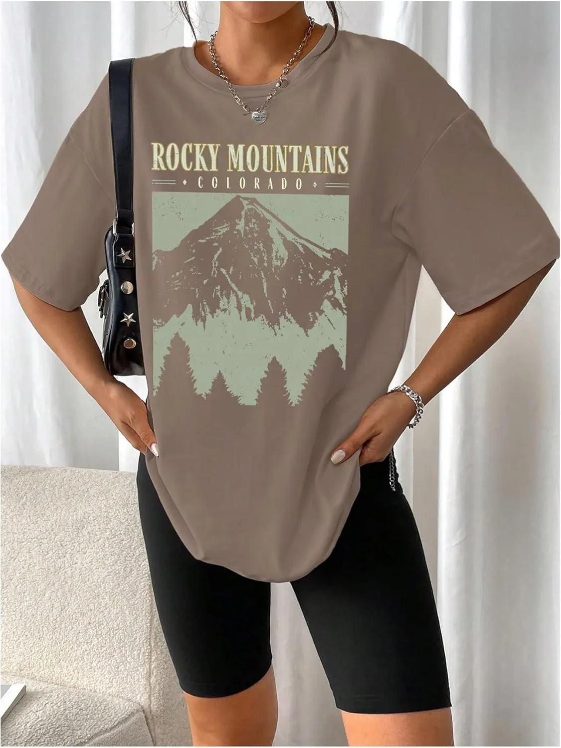 SOLY HUX Women's Oversized Graphic Tees Drop Shoulder Half Sleeve Loose Casual T Shirt Tops