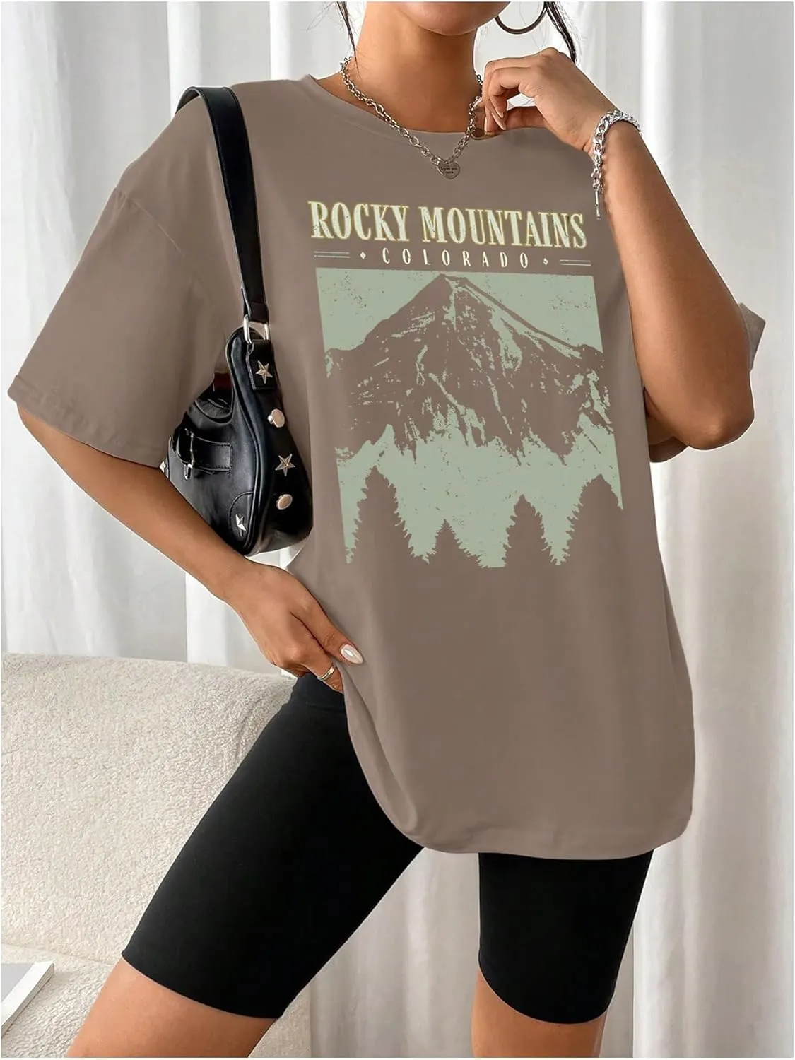 SOLY HUX Women's Oversized Graphic Tees Drop Shoulder Half Sleeve Loose Casual T Shirt Tops