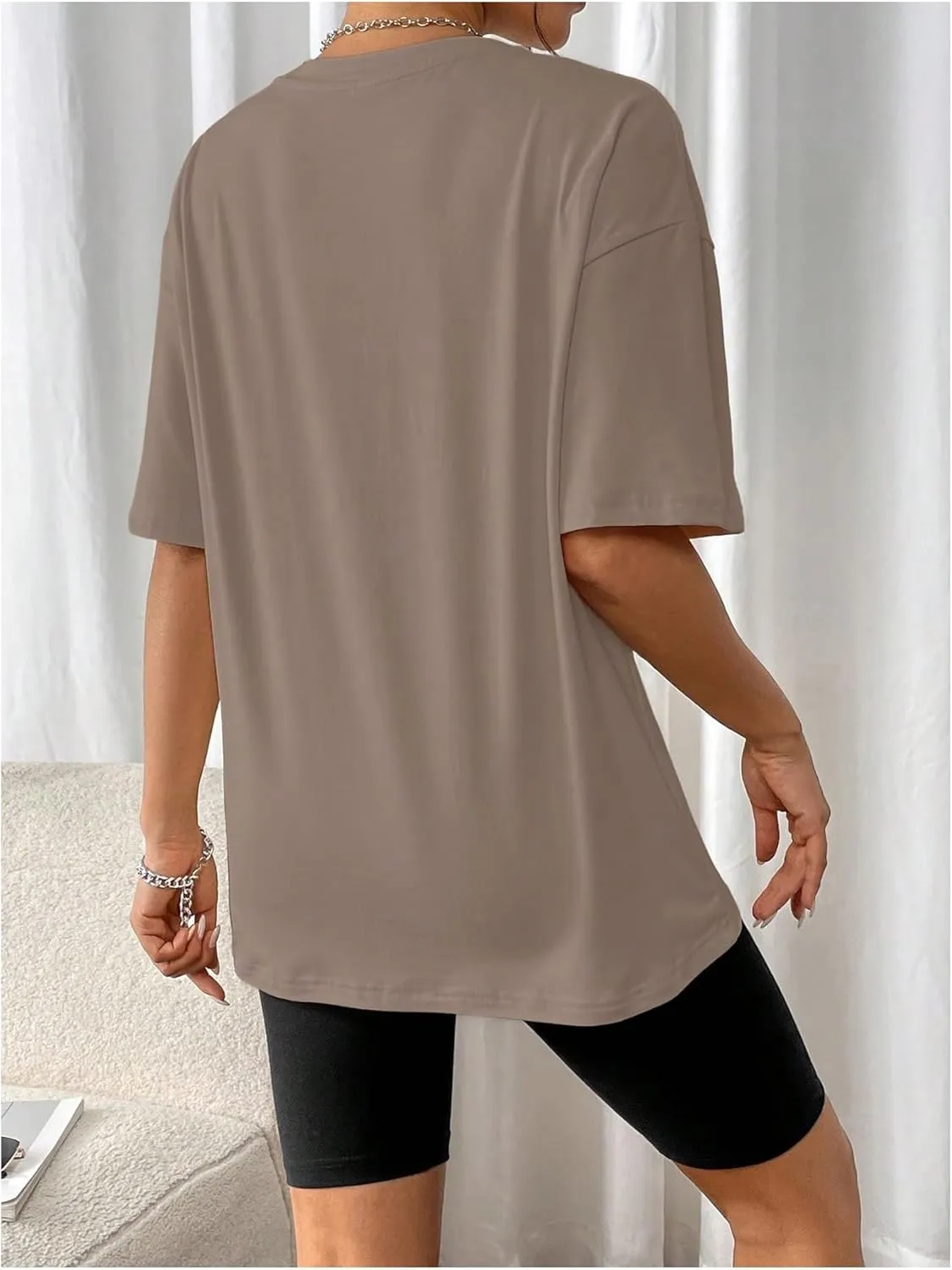 SOLY HUX Women's Oversized Graphic Tees Drop Shoulder Half Sleeve Loose Casual T Shirt Tops