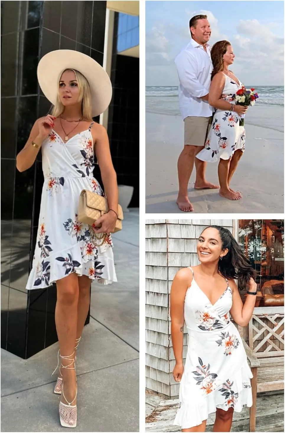 ULTRANICE Womens Summer Dresses Floral V Neck Ruffled Hem Spaghetti Spring Casual Beach Outfits Flowy Wrap Sun Dress