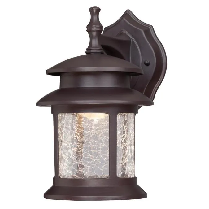Westinghouse 6400300 1 Light LED Wall Lantern Oil Rubbed Bronze Finish with Crackle Glass