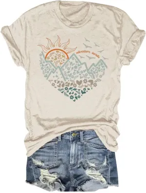 Women's Nature Camping Mountain Hiking Lovers Shirt Adventure Wild Outdoor Graphic Tees Tops
