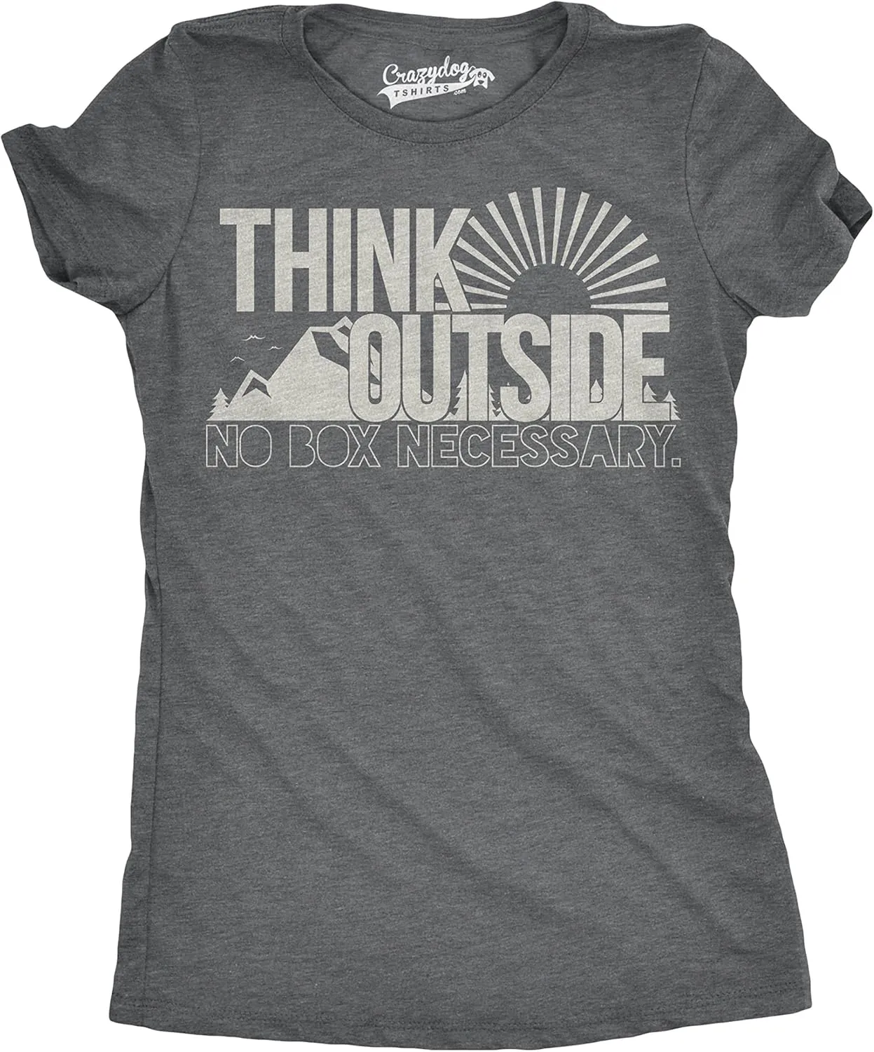 Womens Think Outside No Box Necessary Funny Cool Camping Graphic Funny T Shirt